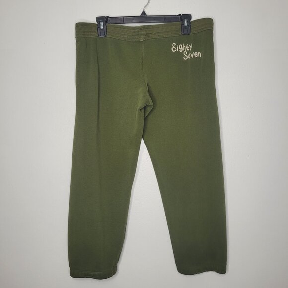Vintage y2k Aeropostale green low rise drawstring cropped sweatpants size large - Picture 2 of 7